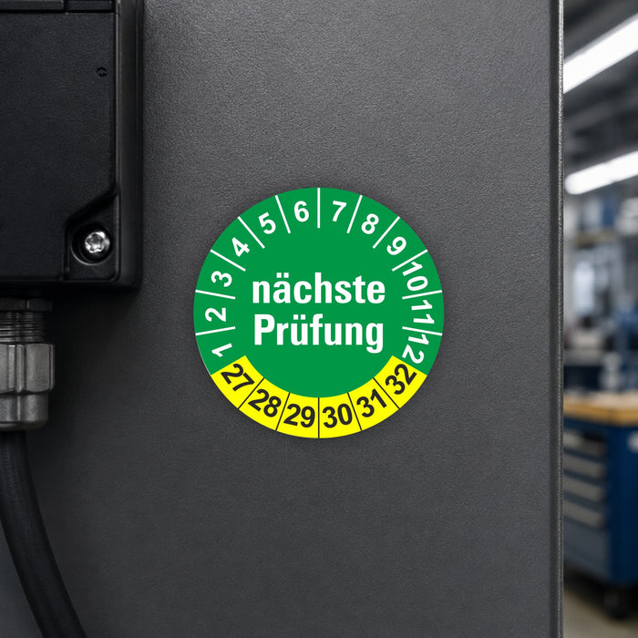 Nächste Prüfung GRÜN/GELB Wartungsetiketten / Prüfplaketten / Prüfetiketten