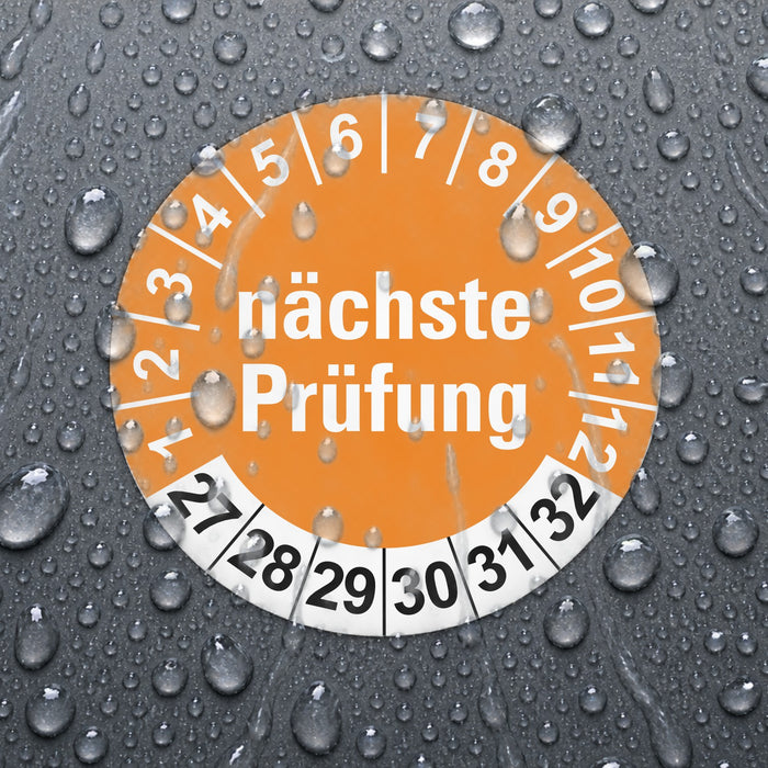 Nächste Prüfung ORANGE Wartungsetiketten / Prüfplaketten / Prüfetiketten