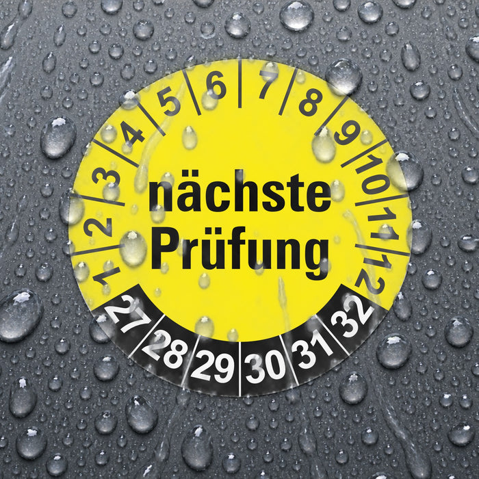 Nächste Prüfung GELB/SCHWARZ Wartungsetiketten / Prüfplaketten / Prüfetiketten