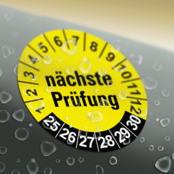 Nächste Prüfung GELB/SCHWARZ Wartungsetiketten / Prüfplaketten / Prüfetiketten