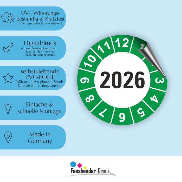 Jahresplakette 2026 Wartungsetiketten / Prüfplaketten / Prüfetiketten
