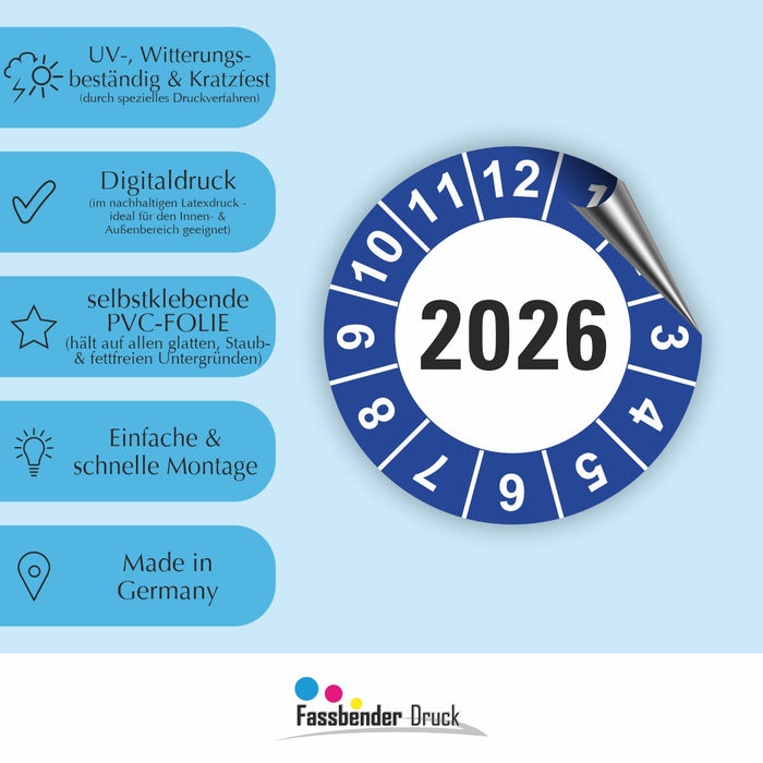 Jahresplakette 2026 Wartungsetiketten / Prüfplaketten / Prüfetiketten