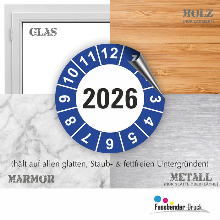 Jahresplakette 2026 Wartungsetiketten / Prüfplaketten / Prüfetiketten