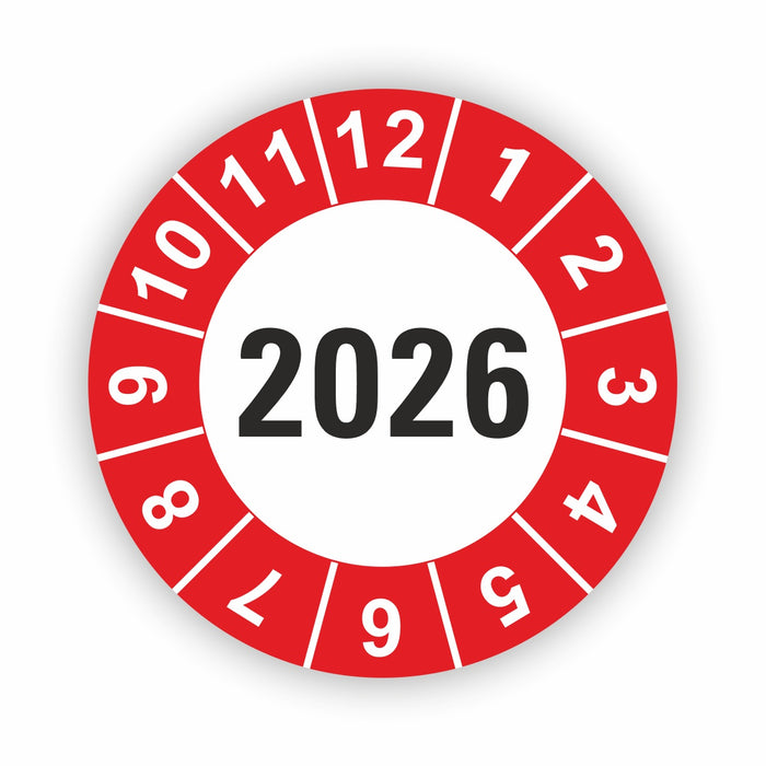 Jahresplakette 2026 Wartungsetiketten / Prüfplaketten / Prüfetiketten