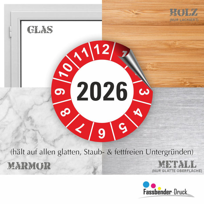 Jahresplakette 2026 Wartungsetiketten / Prüfplaketten / Prüfetiketten