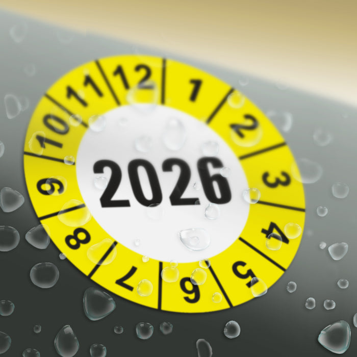 Jahresplakette 2026 Wartungsetiketten / Prüfplaketten / Prüfetiketten