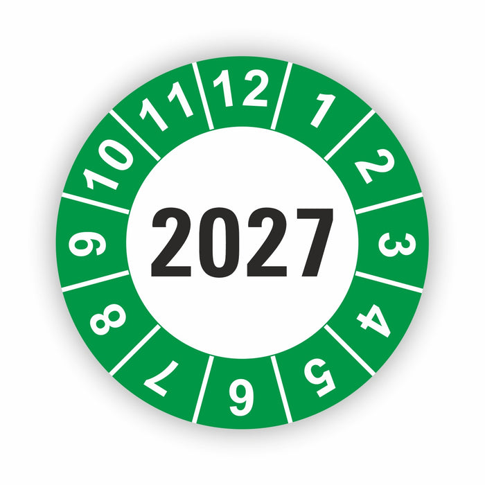 Jahresplakette 2027 Wartungsetiketten / Prüfplaketten / Prüfetiketten