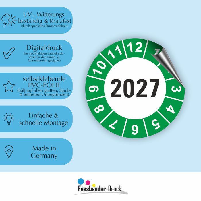 Jahresplakette 2027 Wartungsetiketten / Prüfplaketten / Prüfetiketten
