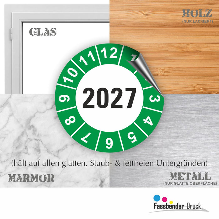 Jahresplakette 2027 Wartungsetiketten / Prüfplaketten / Prüfetiketten
