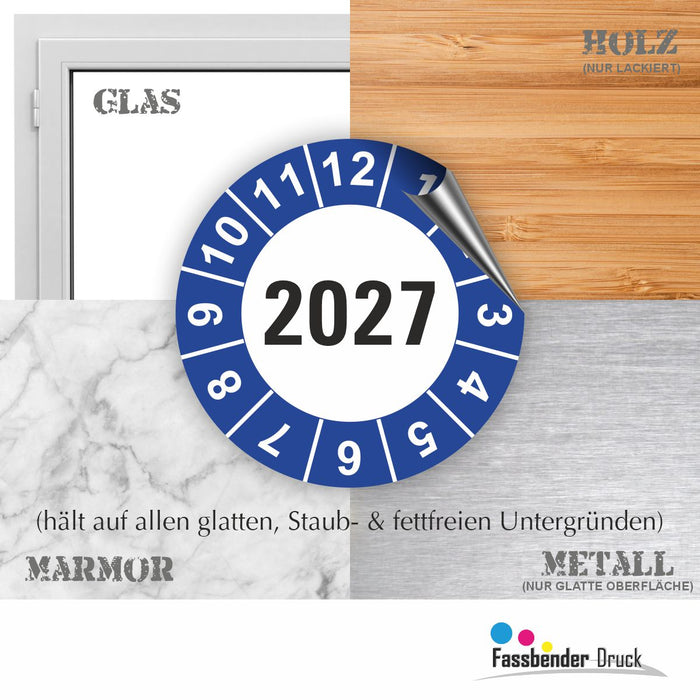 Jahresplakette 2027 Wartungsetiketten / Prüfplaketten / Prüfetiketten