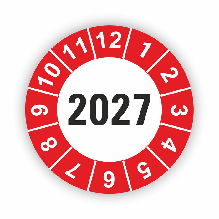 Jahresplakette 2027 Wartungsetiketten / Prüfplaketten / Prüfetiketten