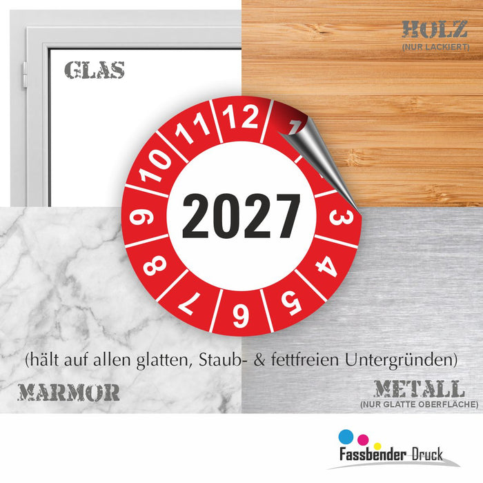 Jahresplakette 2027 Wartungsetiketten / Prüfplaketten / Prüfetiketten