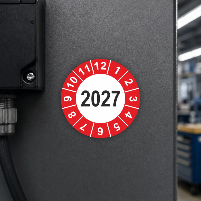 Jahresplakette 2027 Wartungsetiketten / Prüfplaketten / Prüfetiketten