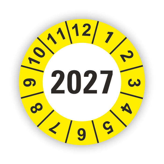 Jahresplakette 2027 Wartungsetiketten / Prüfplaketten / Prüfetiketten