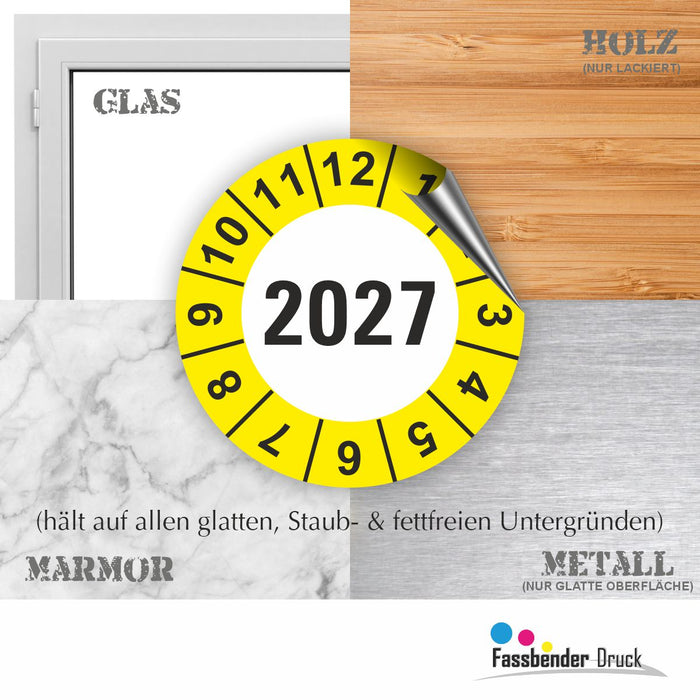 Jahresplakette 2027 Wartungsetiketten / Prüfplaketten / Prüfetiketten