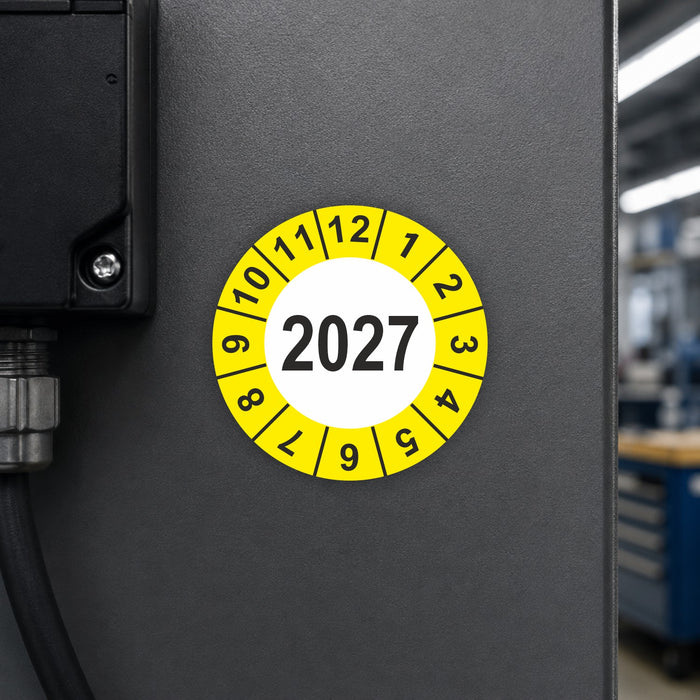 Jahresplakette 2027 Wartungsetiketten / Prüfplaketten / Prüfetiketten