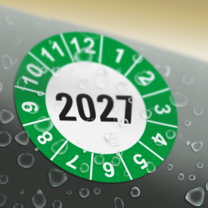 Jahresplakette 2027 Wartungsetiketten / Prüfplaketten / Prüfetiketten