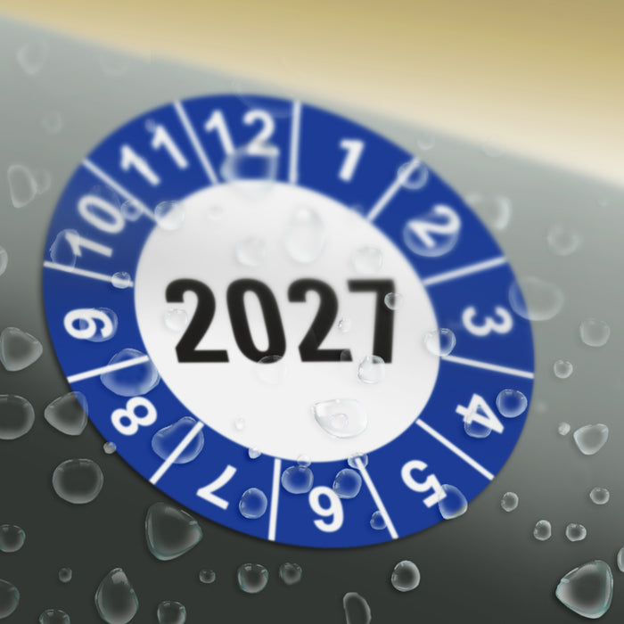 Jahresplakette 2027 Wartungsetiketten / Prüfplaketten / Prüfetiketten