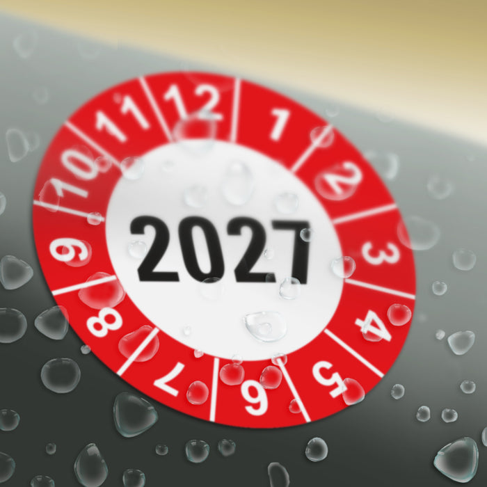 Jahresplakette 2027 Wartungsetiketten / Prüfplaketten / Prüfetiketten