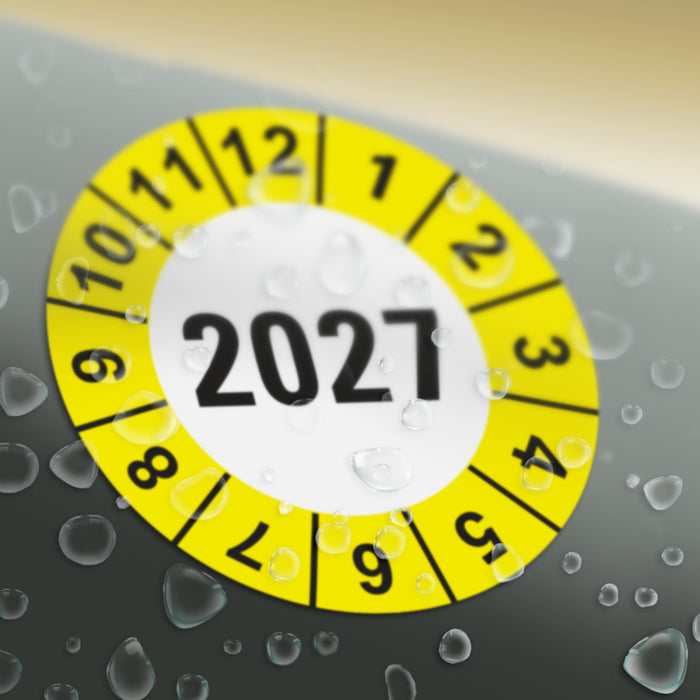 Jahresplakette 2027 Wartungsetiketten / Prüfplaketten / Prüfetiketten