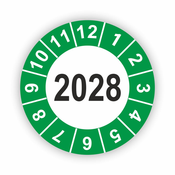 Jahresplakette 2028 Wartungsetiketten / Prüfplaketten / Prüfetiketten