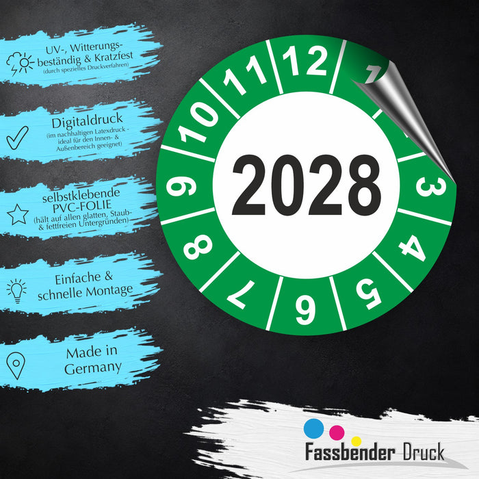 Jahresplakette 2028 Wartungsetiketten / Prüfplaketten / Prüfetiketten