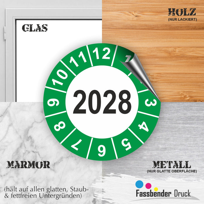 Jahresplakette 2028 Wartungsetiketten / Prüfplaketten / Prüfetiketten