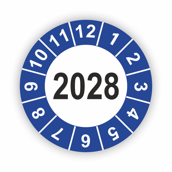 Jahresplakette 2028 Wartungsetiketten / Prüfplaketten / Prüfetiketten