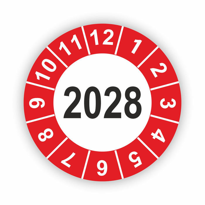 Jahresplakette 2028 Wartungsetiketten / Prüfplaketten / Prüfetiketten