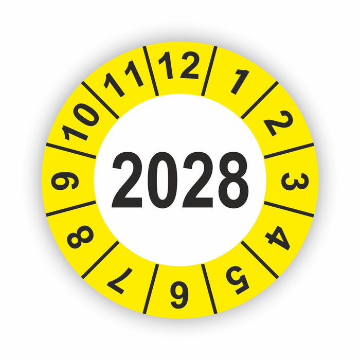 Jahresplakette 2028 Wartungsetiketten / Prüfplaketten / Prüfetiketten