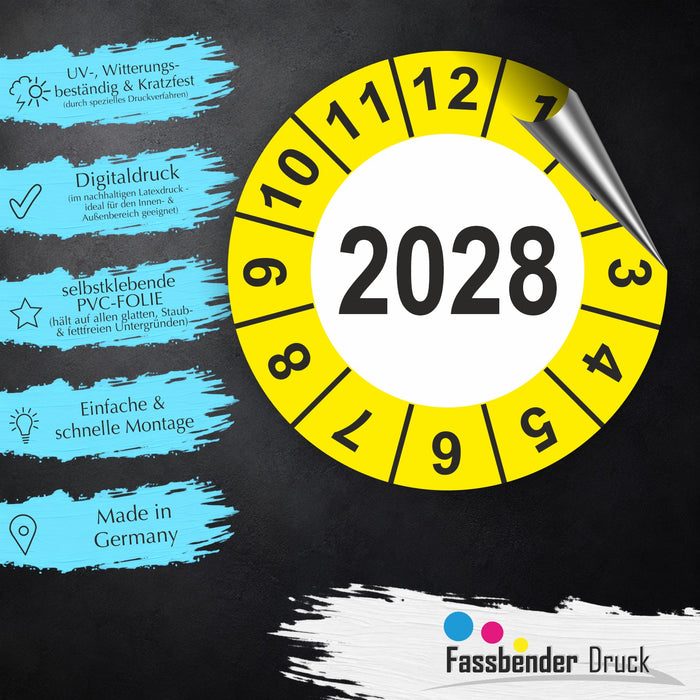 Jahresplakette 2028 Wartungsetiketten / Prüfplaketten / Prüfetiketten