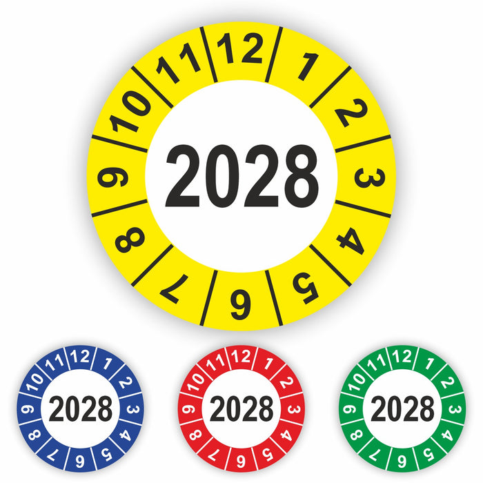 Jahresplakette 2028 Wartungsetiketten / Prüfplaketten / Prüfetiketten