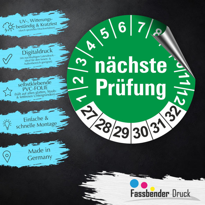 Nächste Prüfung BLAU/GELB Wartungsetiketten / Prüfplaketten / Prüfetiketten