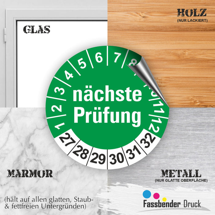 Nächste Prüfung BLAU/GELB Wartungsetiketten / Prüfplaketten / Prüfetiketten