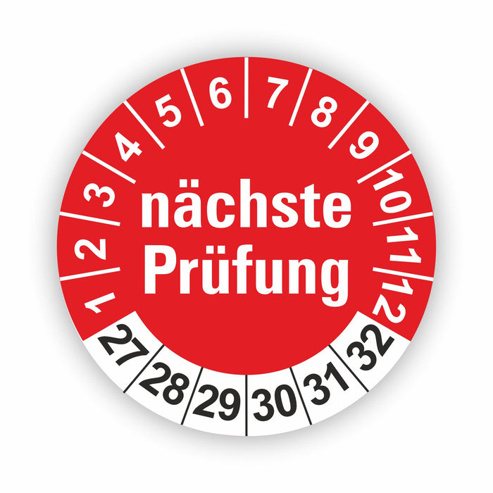 Nächste Prüfung ROT Wartungsetiketten / Prüfplaketten / Prüfetiketten