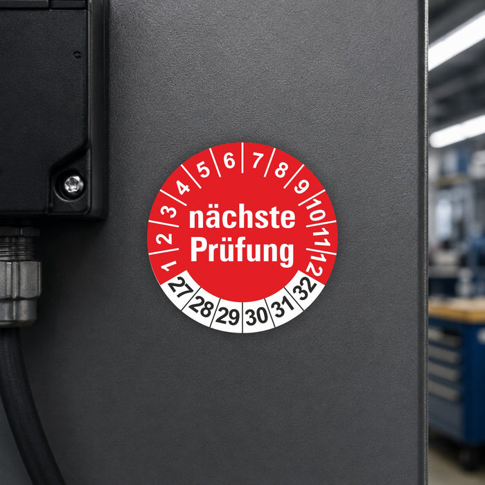 Nächste Prüfung ROT Wartungsetiketten / Prüfplaketten / Prüfetiketten