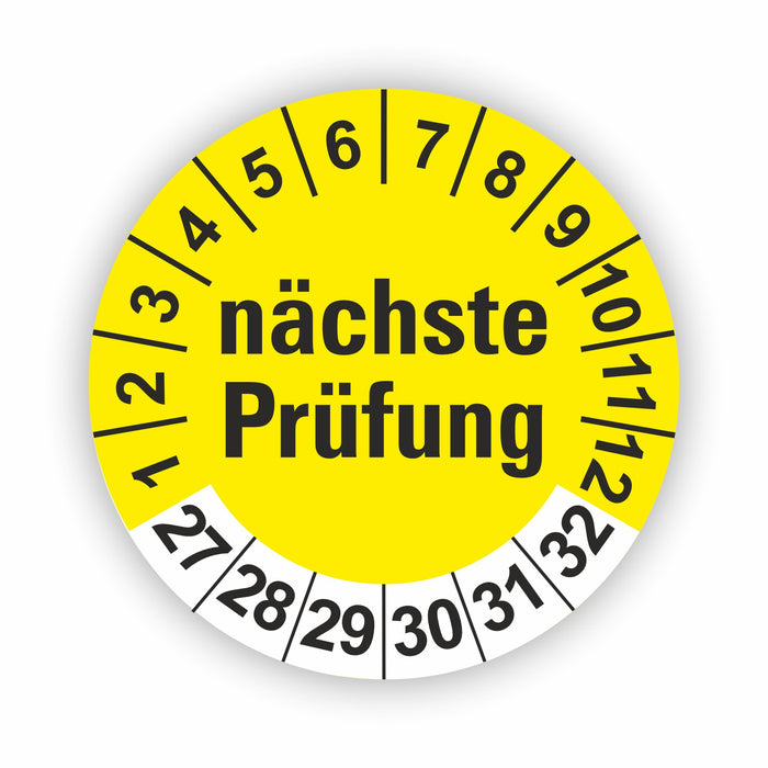 Nächste Prüfung GELB Wartungsetiketten / Prüfplaketten / Prüfetiketten
