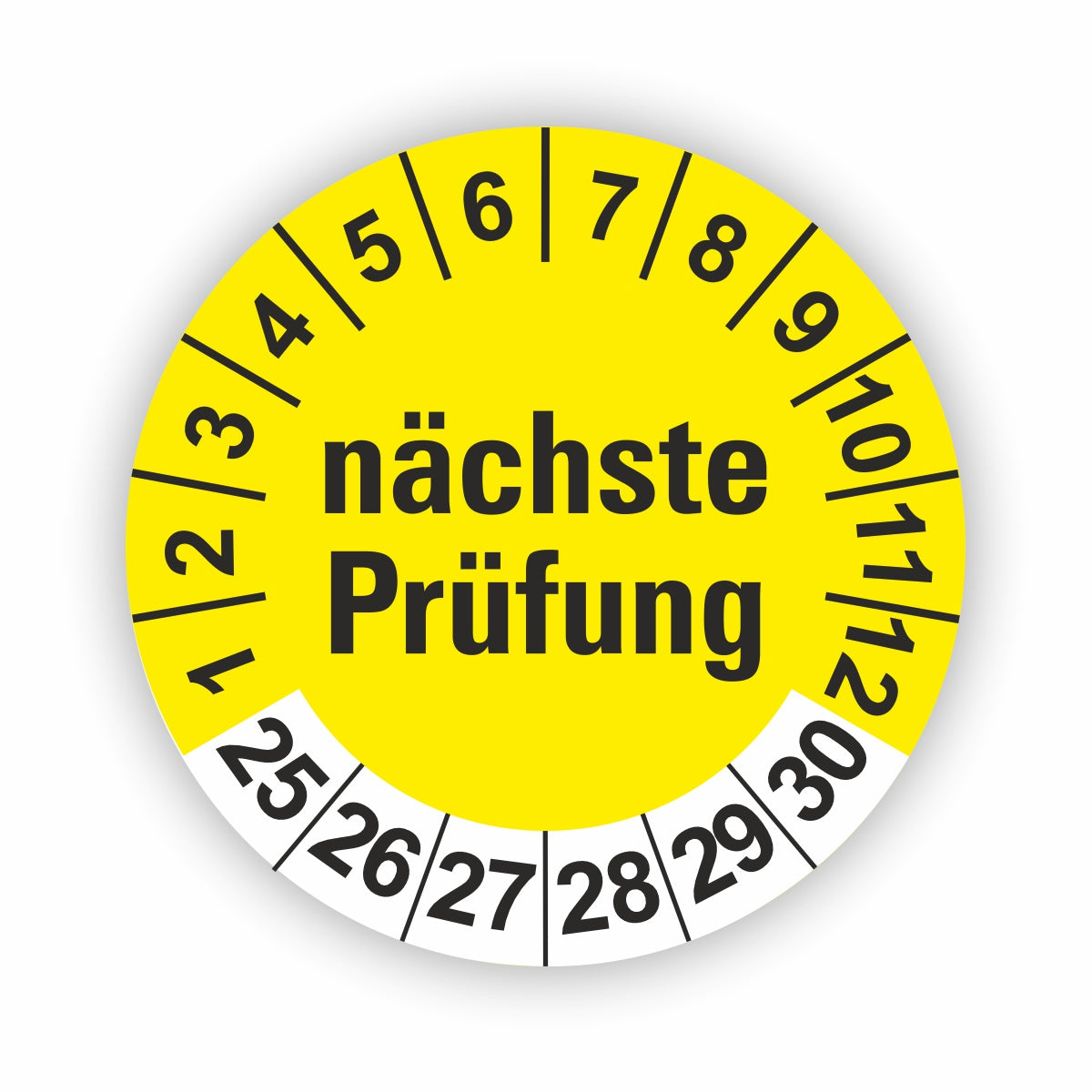 Produktbild von Fassbender-Druck Prüfplaketten UVV PRÜFUNG – Ø 40 Mm, 5 Stück, Selbstklebende PVC-Folie, UV-beständig, Für Prüfnachweis & Wartung