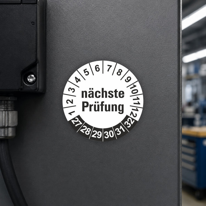 Nächste Prüfung WEIß Wartungsetiketten / Prüfplaketten / Prüfetiketten