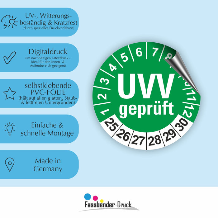 UVV geprüft Wartungsetiketten / Prüfplaketten / Prüfetiketten