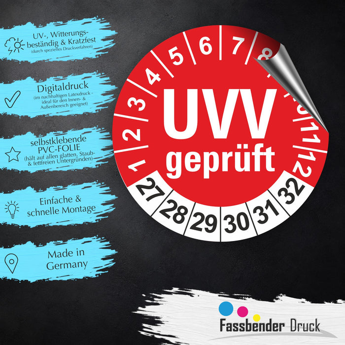 UVV geprüft Wartungsetiketten / Prüfplaketten / Prüfetiketten