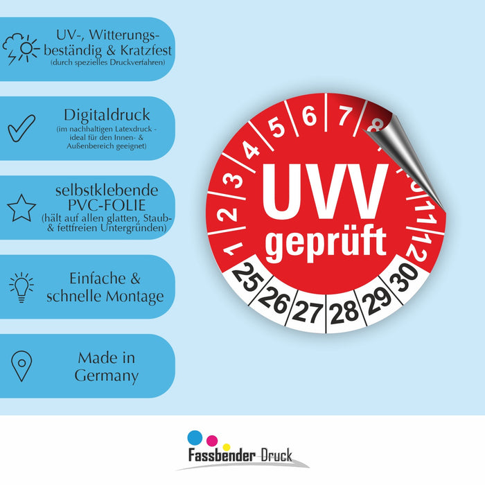 UVV geprüft Wartungsetiketten / Prüfplaketten / Prüfetiketten