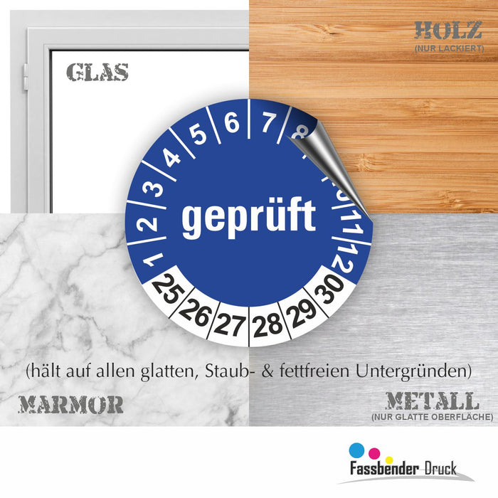 GEPRÜFT Wartungsetiketten / Prüfplaketten / Prüfetiketten