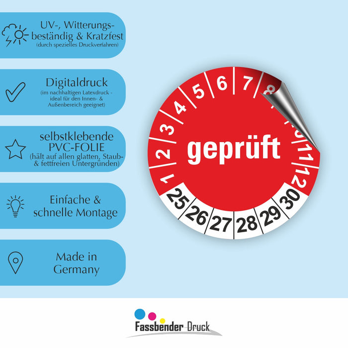 GEPRÜFT Wartungsetiketten / Prüfplaketten / Prüfetiketten