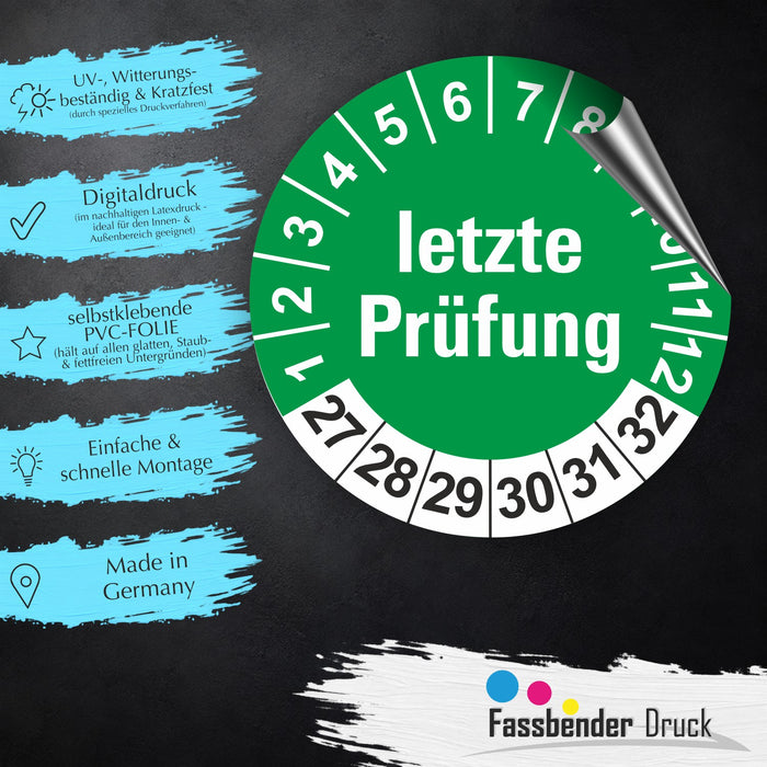 letztepruefung geprüft Wartungsetiketten / Prüfplaketten / Prüfetiketten