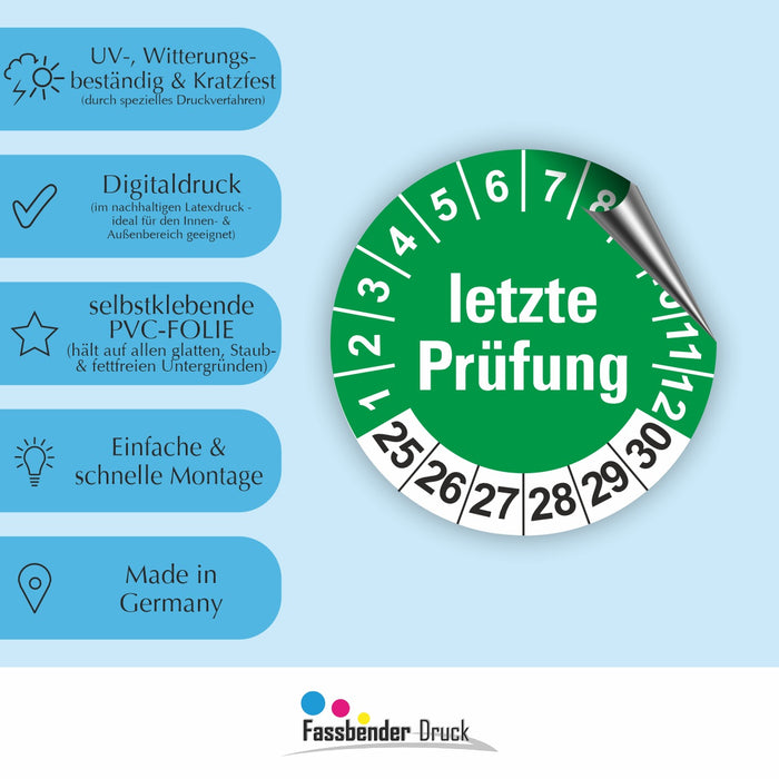 Letze Prüfung Wartungsetiketten / Prüfplaketten / Prüfetiketten