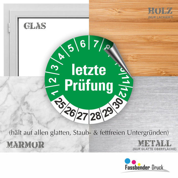 Letze Prüfung Wartungsetiketten / Prüfplaketten / Prüfetiketten