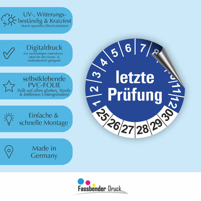 Letze Prüfung Wartungsetiketten / Prüfplaketten / Prüfetiketten