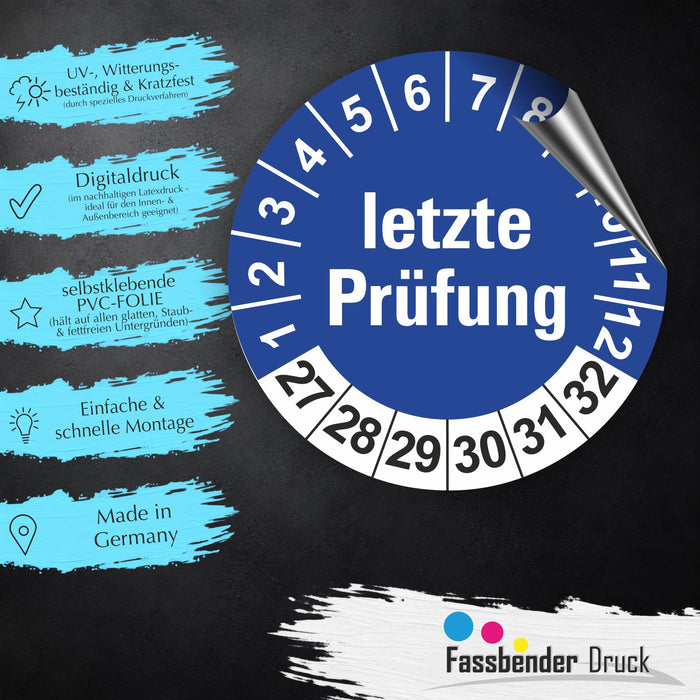 Letze Prüfung Wartungsetiketten / Prüfplaketten / Prüfetiketten