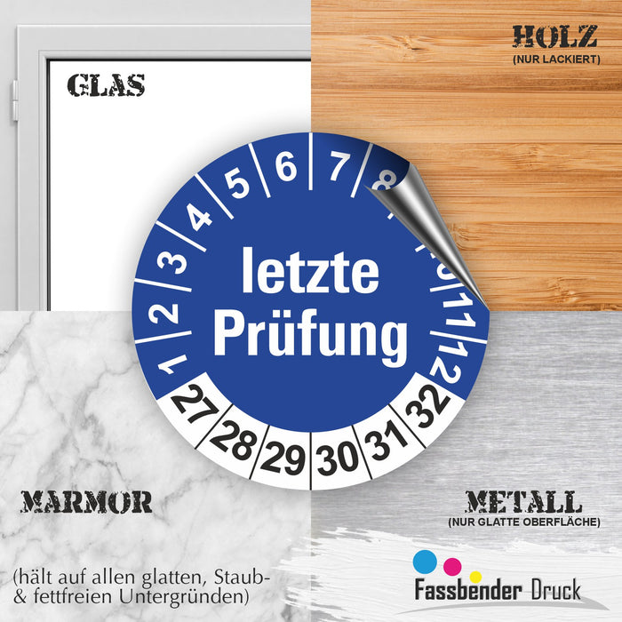 letztepruefung geprüft Wartungsetiketten / Prüfplaketten / Prüfetiketten